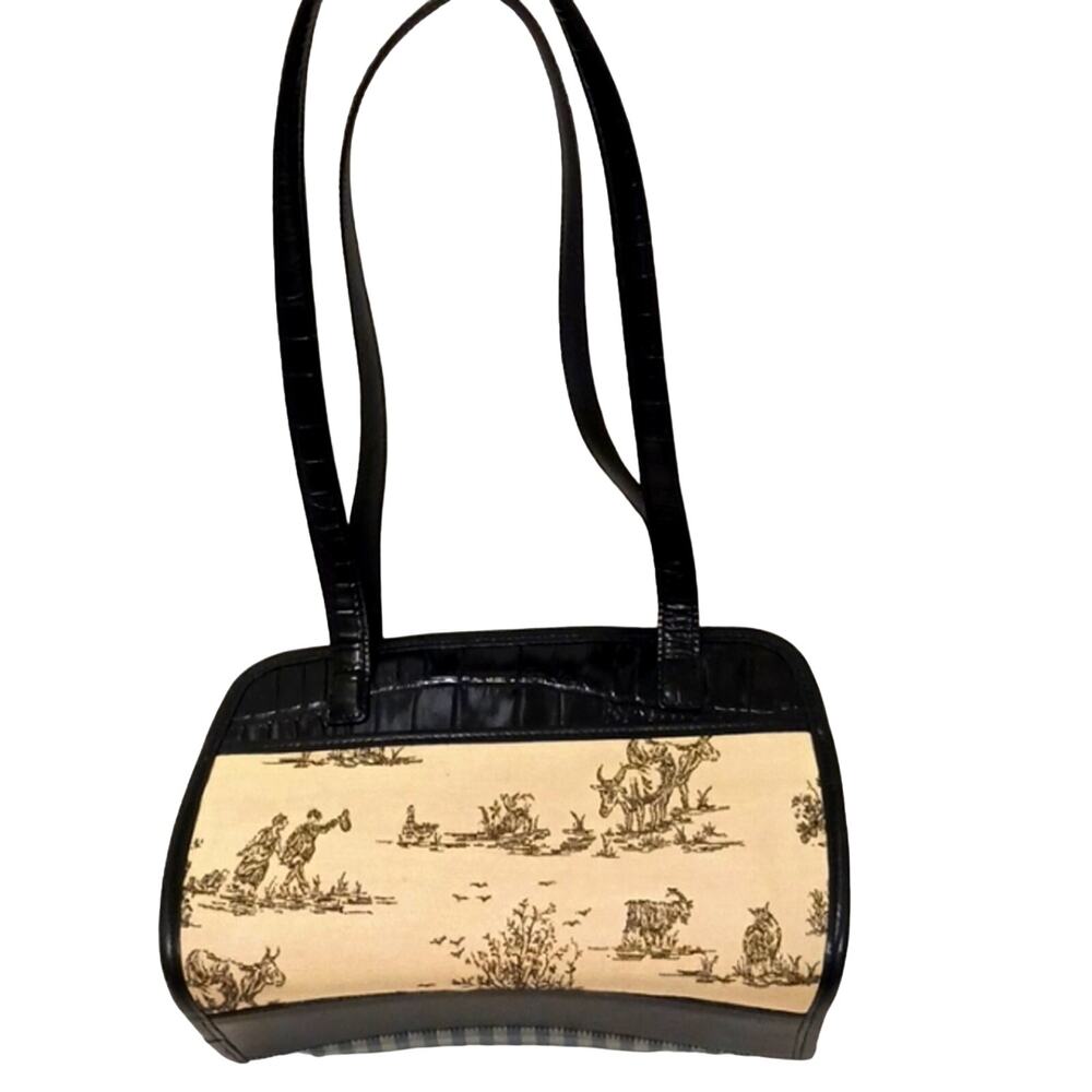 Brighton LEATHER Shoulder Bag Croc Embossed Leather & Whimsical Fabric C144458 - Picture 11 of 16